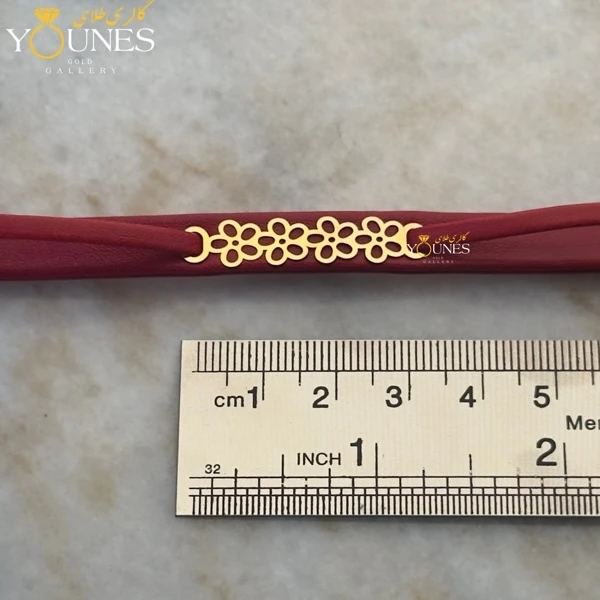 دستبند طلا زنانه چرم گل L554